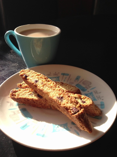 Chocolate chip biscotti with morning tea.
